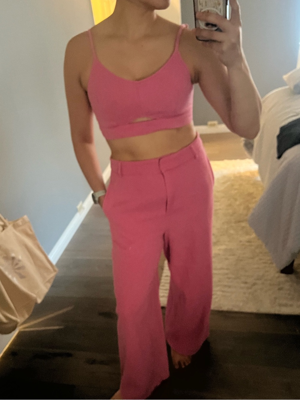 House of Harlow Two-Piece Crop Top and Wide Leg Pants Set - Picture 2 of 6